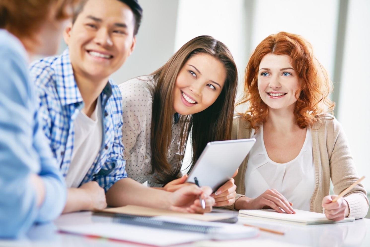 Team reviewing financial documents together